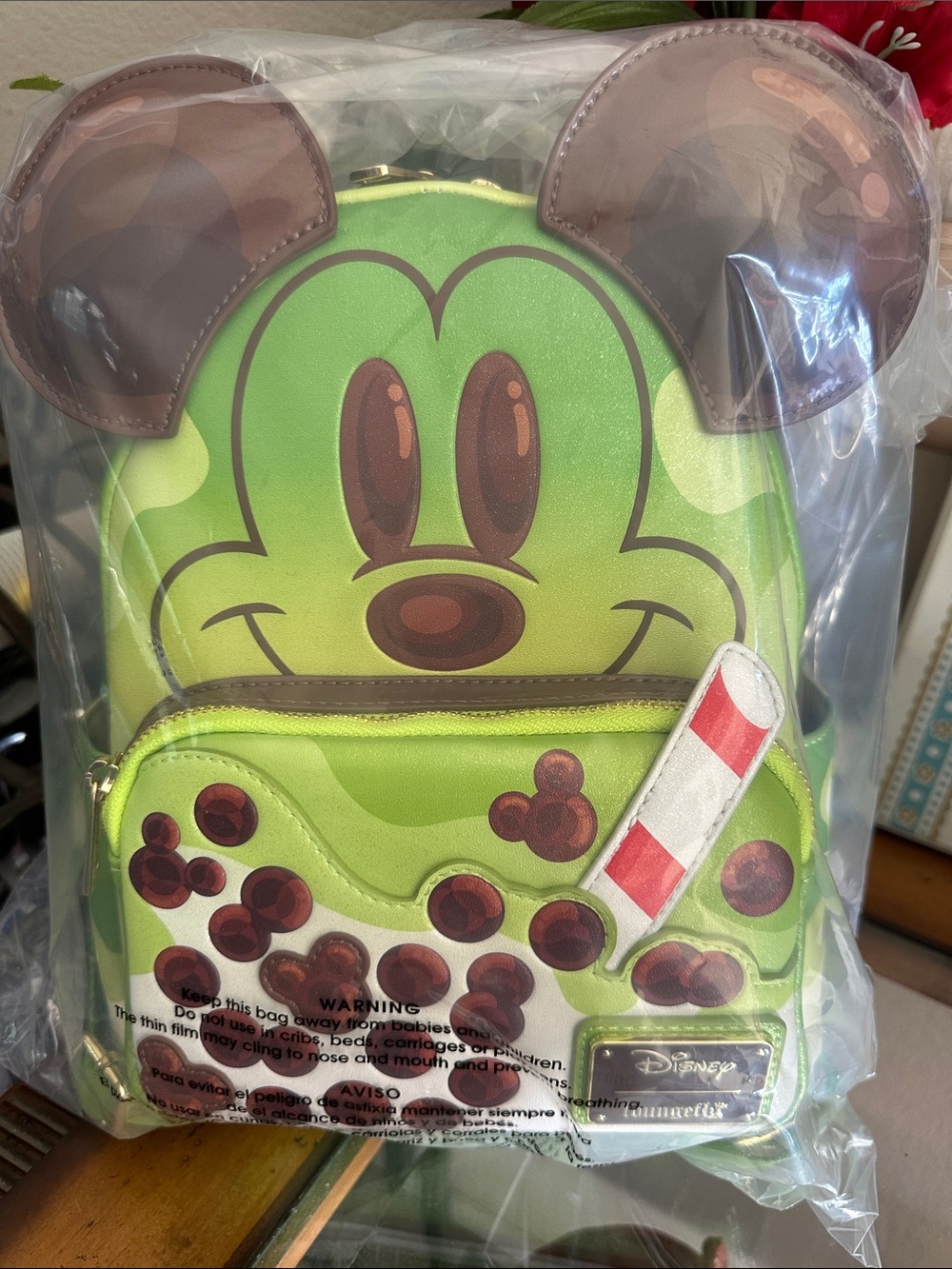 Loungefly Green Mickey Mouse Boba 🧋 Tea Mini Backpack NWT